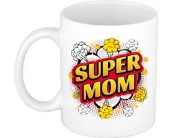Mug / tasse cadeau super maman - blanc - style rétro / pop art - cadeau pour maman