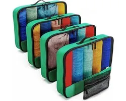 SnelShoppen - OW-Travel Packing Cubes Koffer Organizer Set Groen - 5 Stuks Middel en Groot - Ideaal voor Reizen, Vakantie, Camping, Organiseren van Ko