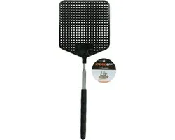 Knock Off Flyswatter Telescopic - Tapette à mouches extensible jusqu'à 74 cm - Poignée antidérapante - Fabriqué avec des matériaux de haute qualité - Noir/Orange