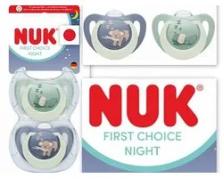 NUK First Choice Sucette – Silicone – Lumineuse dans l'obscurité – 2 Pièces – bleu/vert - 6m+