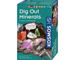 KOSMOS Dig Out Minerals - Opgravingsset - Graaf Echte Mineralen Op - Inclusief Bergkristal, Amethist, Rozenkwarts, Aventurijn en Rode Jaspis - STEM Speelgoed - Vanaf 7 Jaar