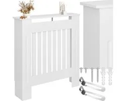 tectake - Caisson de radiateur - cache radiateur - panneau de radiateur - Caisson de radiateur Armoire chauffante Caisson chauffant - Conception à lattes, avec étagère - 78 x 19 x 82 cm
