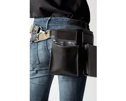 Riem de restauration VAN-SYB Marron - Ceinture de serveur en cuir - Riem de restauration forte et Luxe + support - Ceinture réglable (Taille XS - L)