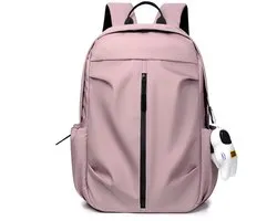 Casual Laptop Backpack for Men Women, Water‑Resistant Lightweight Travel Backpack with Cute Astronaut Pendant, Breathable Padded Strap Daypack, 15.6 Inch Computer Rucksack for School College Work Outdoor, Multiple Colors Available-roze