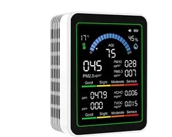 Luchtkwaliteit Monitor - Detector Meter - Binnenklimaat Verbeteren - Real-time Data - Compact Ontwerp - Wit