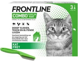 Frontline Combo Kat Anti Vlooienmiddel en Tekenmiddel - 3 Pipetten + Vlooienkam