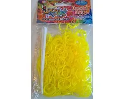 Bandes de métier à tisser - Jaune - 300 pièces - Bandes de métier à Loom - Bandes élastiques de métier à tisser - Bandes Bandes de caoutchouc - Y compris S-Clips / Crochets