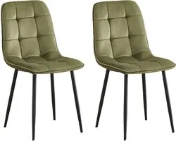 Colenis - Ela Eetkamerstoel - Set Van 2 - Olijfgroen - Velvet - Design