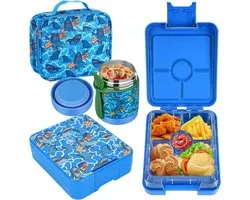 Lunchbox set 300 ml thermobox warme maaltijden geïsoleerde lunchtas lekvrij bento lunchbox - kinderen picknick school werk haai. lunch set jongens