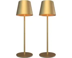 Ledvion – 2x Oplaadbare Tafellamp Nyra – LED - Goud – Dimbaar – IP54 – USB