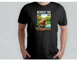 Respect The CapyBara - T Shirt - Capibara - Capybara - FunnyAF - AlwaysSarcastic - SarcasmLevel - SarcasmeModeAan - GrappigHe - IkMaakEenGrapje - DrogeHumor