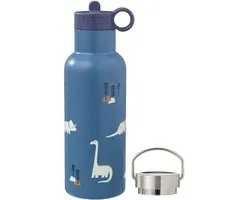 Fresk Thermosfles 500 ml - RVS Waterfles – Lekvrije Drinkfles voor Kinderen – Koude en Warme Dranken – BPA-vrij – Onbreekbaar – 2 Doppen – Thermosbeker – Drinkbeker Jongens - Blauw - Dino
