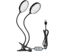 Waterdichte, tweezijdige, volledig spectrum zonne-energie plantengroeilamp, USB slimme dimbare plantlamp, volledig spectrum zonne-energie tafelklemlamp, LED-plantenlamp, geschikt voor gebruik binnenshuis, 5 dimbare niveaus, 4/8/12 uur timer