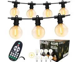 Odaily Lichtsnoer - 40 Mètre - 80 LED Lampes G40 - Lumière Blanc Chaud - Gradable - IP65