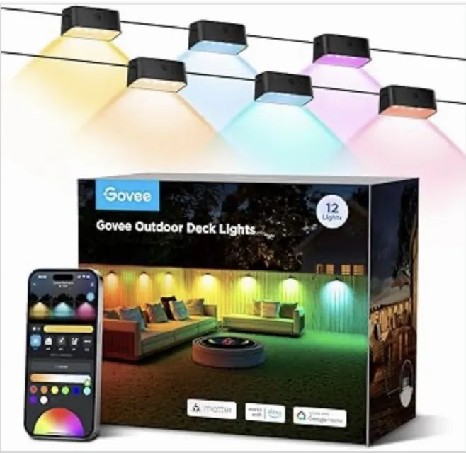 Govee H7068 Outdoor Deck Lights 12-Light RGBIC IP67 App Control Alexa/Google