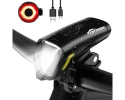 Kit d'éclairage pour vélo TopTrek 70/30 lux - Modes LED- Étanche IPX5 - Rechargeable par USB - Y compris les feux avant et arrière