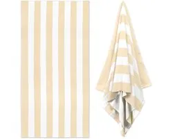 Extra grote strandhanddoek - 35 x 70 inch microvezel zwembad handdoek - beige gestreepte sneldrogende cabana zwemhanddoek