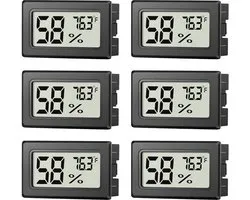Mini thermo‑hygrometer set van 6 stuks - digitale temperatuur‑ en vochtigheidsmeter - ondersteunt Fahrenheit - voor reptielen terrarium