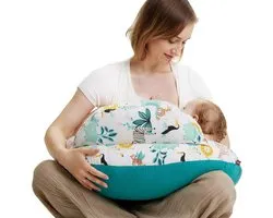 momcozy Feeding pillow with safety edge, ergonomic feeding pillow with adjustable strap and removable cotton cover, animal and forest