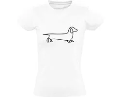 Teckel Dames T-shirt - huisdier - hond - dog - dierendag - tekening