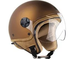 Motocubo Ant - Casque jet avec visière - Homologué ECE 22.06 - Convient comme casque de cyclomoteur à moteur scooter - XS - Bronze