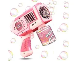 Pistolet à Bulle soufflante BOTC - Souffleur de bulles avec liquide - Bubble gun - Comprend 1 recharge de Bulle soufflante de 90 ml - Pour enfants - Jouets - Rose