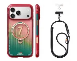 TORRAS x World Cup Limited Edition Hoes voor iPhone 17 Pro Groen + LoopGo Clasp Verstelbaar Universeel Telefoonkoord Zwart‑Compatibel met MagSafe - 360° Draaibare Magnetische Standaard - Back Cover Kickstand Ring- Hoek luchtkussen