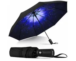 BOTC Stormparaplu Opvouwbaar met Beschermhoes - UV-bescherming - 100CM - Starry sky - Grote Paraplu - Automatisch Uitklapbaar - Sterrenhemel