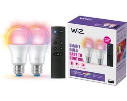 Ampoule WiZ 60W A60 E27 x2, Éclairage intelligent, Wit, E27, Wit, 806 lm, 8,5 W