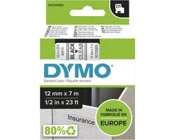 Dymo D1 - Tape Casette - 12 mm x 7 m - Zwart/Transparant