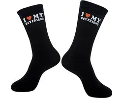 Chaussettes de Relation Amusantes avec Impression I Love My boyfriend, Cadeau Romantique pour Anniversaire Jour du Mariage et Saint-Valentin