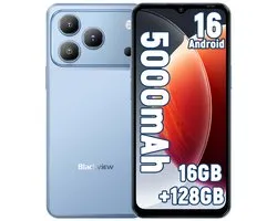 Smartphone Blackview WAVE 7C 4G - 16 Go de RAM - 128 Go de ROM - 6,56 pouces - Téléphone Android 16 - 5000 mAh - Double SIM - GPS - OTG - Bleu