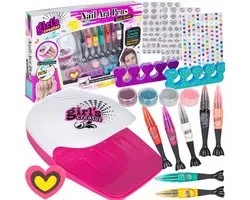 Nagelstudio Kinderen - Extra Groot - met Nageldroger - Inclusief Stickers - Afwasbaar - Nagellak - Nail Polish - Nagelsalon Meisjes - en Jongens - Nagels Lakken - Speelgoed - Nagellak Set - Kerst - Cadeau