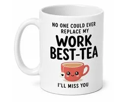 Tasse Work Bestie – Cadeau d'adieu collègue – Départ collègue – "No One Could Ever Replace My Work Best-Tea" – Tasse en céramique 330 ml