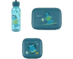 Bundel Trixie Back to School set - Lunchbox/Snackdoos/Drinkfles 500ml - Ballplayer Mr. Triceratops
