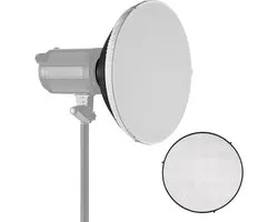 Beauty Dish met Raster - Softbox Reflector - Portretfotografie - Hoge Spiegeling Binnenkant - 39 cm Diameter - Zilver