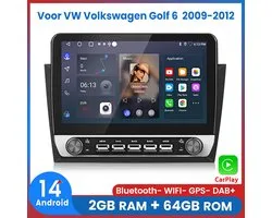 Awesafe 10.1 Inch IPS Autoradio - Pour Volkswagen Golf 6 2009 à 2012 - Android 14 - Apple Carplay sans fil & Android Auto - RAM 2GB + ROM 64GB - Processeur 4 Core - Bluetooth & Wifi GPS Navigation - 2009 2010 2011 2012