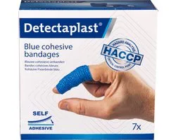 Detectaplast Set de pansements 7 pièces, pansement autocollant pour plaies et foulures, rouleau de pansement bleu stérile pour la transformation des aliments, selon HACCP et BRC, imperméable