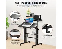 Laptop houder 2 in 1 - Laptophouder - Desktop houder - Verstelbaar - Tafel kantelbaar - Draaibare wielen
