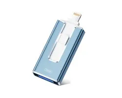 carmdering - 4-in-1 USB Flash Drive 256GB – Snelle USB-stick met Meerdere Interfaces – Externe Opslag voor Foto’s, Video’s en Bestanden – Plug & Play voor Telefoon, Tablet en Computer-blauw