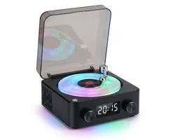 Cheqo® Bluetooth Speaker - Retro Platenspeler Design - Bluetooth Platenspeler Speaker - Draadloze Speaker - Waves Vinyl Player - Bluetooth Luidspreker - Vinyl Speaker - White Noise Machine - Nachtlampje - Muziekspeler - Partybox - Sfeerlamp