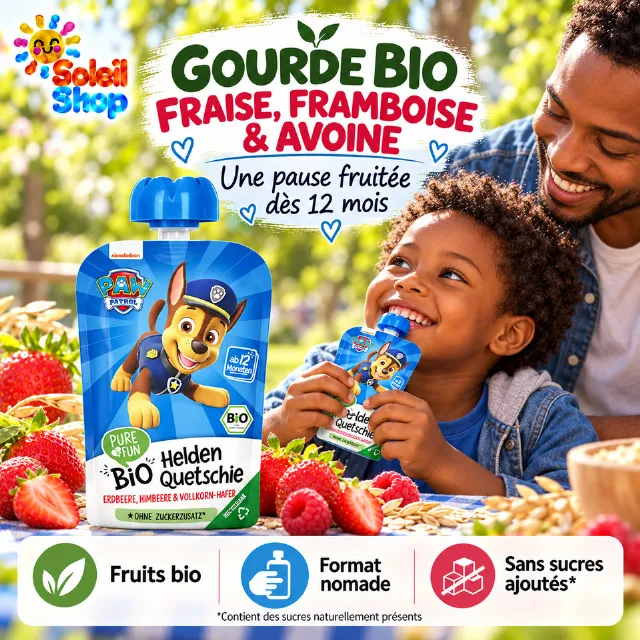 PURE & FUN souples Heroes, Fraise, Framboise et Avoine complète 12 mois, 100 BIO