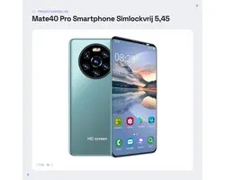 Dailygoods - Mate40 Pro Smartphone - Simlockvrij - 5,45 inch HD+ display - Groen - Mobiele telefoon - Instapmodel - Geschikt voor dagelijks gebruik