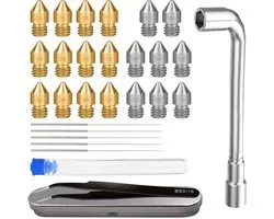 3D printer reserveonderdelen - 3D Printer Nozzles - 29-delige 3D Printer Gereedschapskit, Hexagonale Sleutel, Nozzle Reinigingsgereedschap