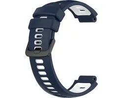 Siliconen bandje - geschikt voor Garmin Forerunner 220 / 230 / 235 / 620 / 630 / 735XT / Approach S20 / S5 / S6 - donkerblauw-wit