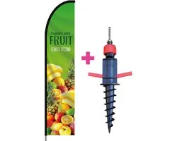 Beachflag - Dagelijks Vers Fruit - Vlag + Grondboor + Rotator + Hengelsysteem + Draagtas - Actievlag.nl