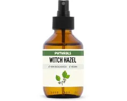 Puturals Hamamélis 100% Biologique - 150ml - Eau d’Hamamélis ou Noisetier de Sorcière pour la Peau et le Visage - Sans Alcool - Pure et Vegan - Spray Witch Hazel en Bouteille en Verre Brun + Vaporisateur
