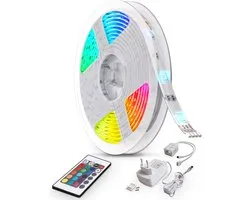 B.K.LICHT - LED Strip 10 meter - light strip - RGB LED verlichting - met afstandsbediening - dimbaar - gekleurd licht - gaming accesoires