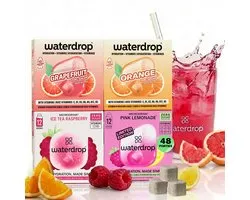 waterdrop® Microdrink Limonade Set – 48 suikervrije hydratatieblokjes: PINK LEMONADE, ICE TEA FRAMBOOS, GRAPEFRUIT & SINAASAPPEL – Alternatief voor frisdrank – Suikervrij, met vitaminen