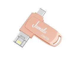3 in 1 USB Stick 256GB - USB-A, USB-C & Lightning - USB 3.0 - Flash Drive - Universeel - voor Smartphones, Tablets, Laptops etc - Roségoud